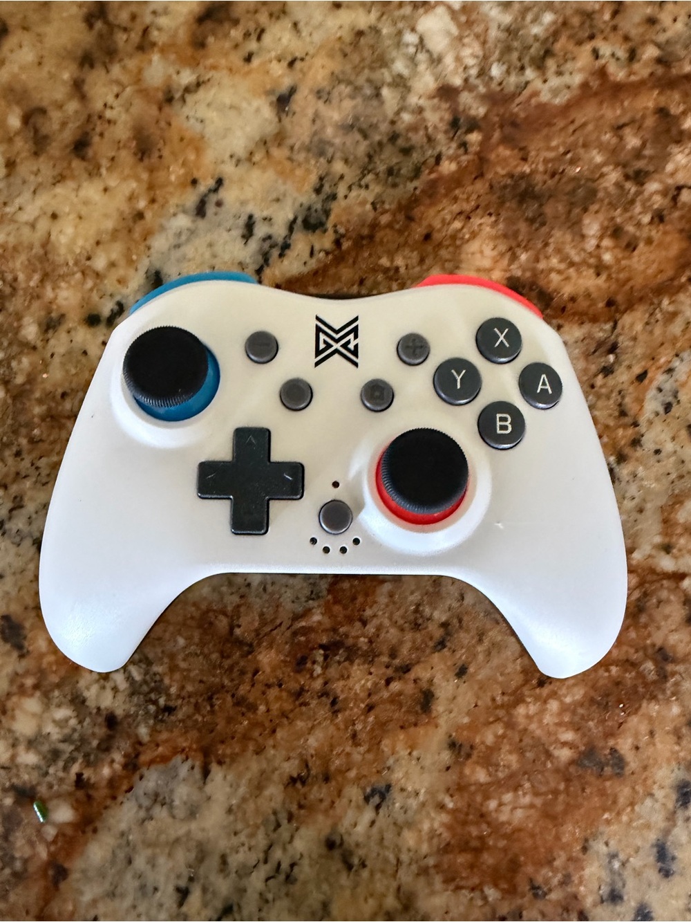 White Wireless Game Controller with Blue & Red Accents